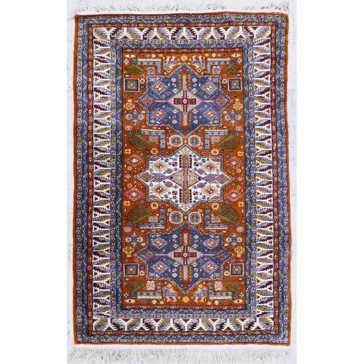 Persian Orange Medallion Oriental Rug 4'x6'2''