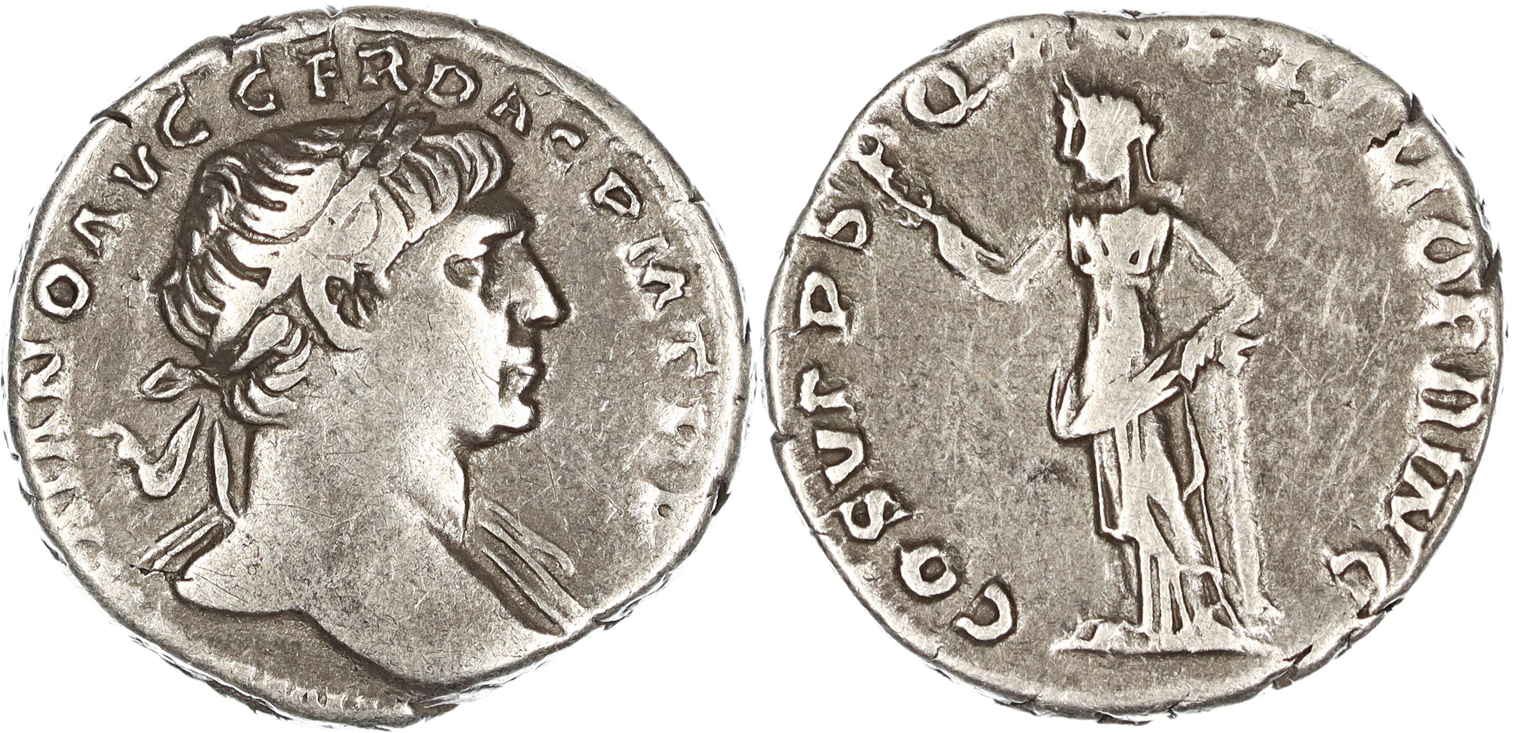 Roman Empire, Trajan, Silver Denarius, 103-111 AD, gF-aVF