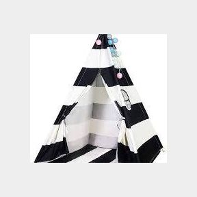 FOLDABLE KIDS TEEPEE AND PLAY TENT FOR INDOOR AND OUTDOOR - BLACK AND WHITE