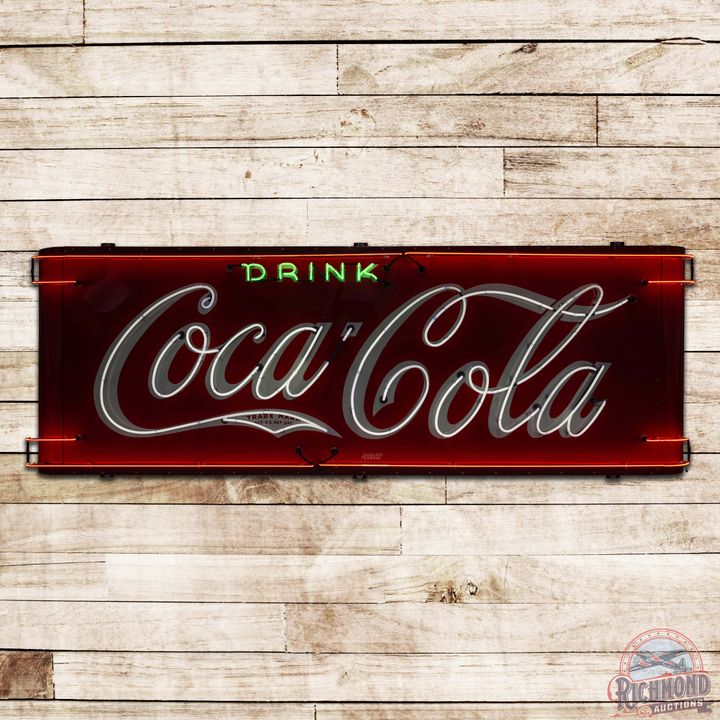 Drink Coca-Cola 10' Single Sided Porcelain Neon Sign w/ "Trademark in Tail"