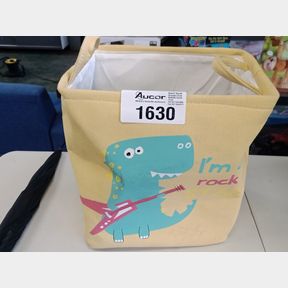 DINO TOY STORAGE BAG FOLDING LAUNDRY BASKET COLLAPSIBLE BUCKET - YELLOW -