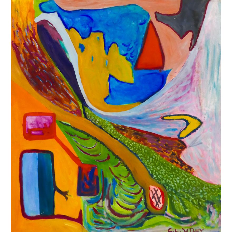 Claude Utley (1955-2021 Washington) Unitled Abstract Oil on Canvas- 36.5x33.5'' (Medium)