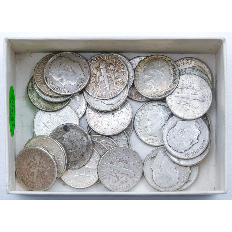 Box 39pc US Silver Roosevelt Dimes