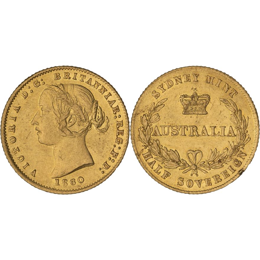 Victoria, Sydney Mint Reverse - Type II, Half Sovereign, 1860,  aUNC