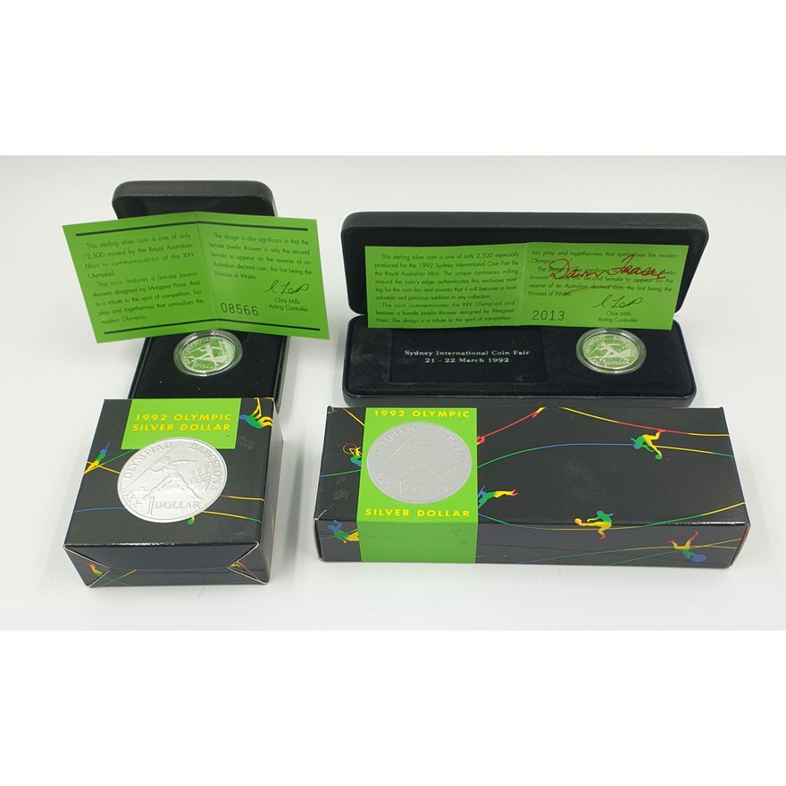 Barcelona Olympics Silver $1 Coins (x2)