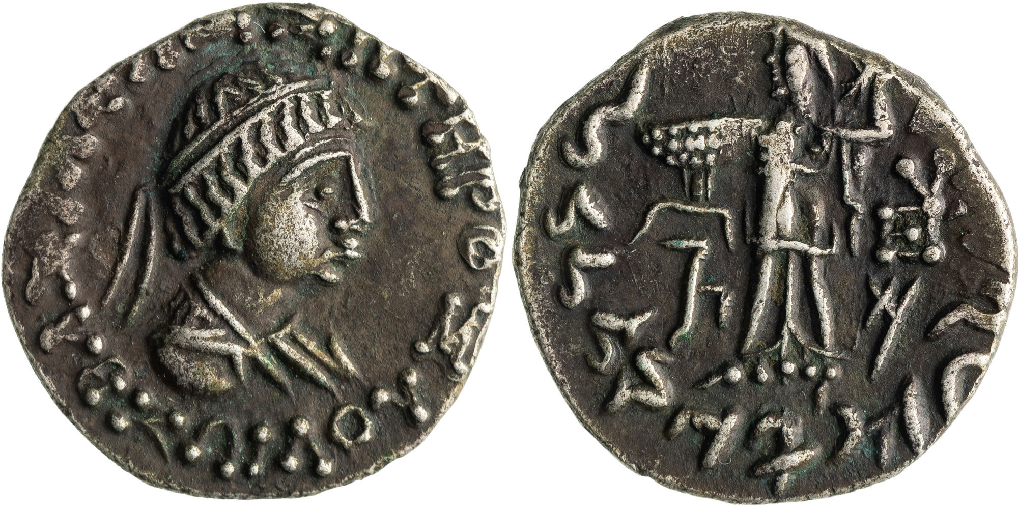 Indo-Greek, Ziolos II, Denarius, 75 - 50 BC, gVF