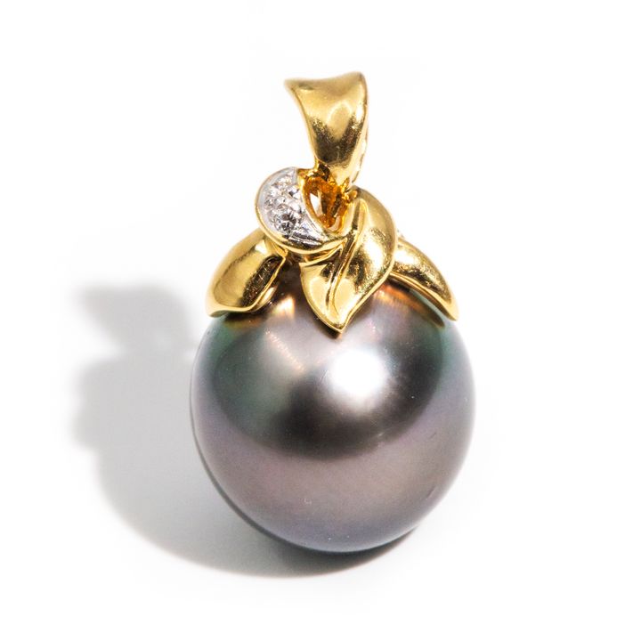 18 Carat Gold Tahitian Pearl and Diamond Pendant