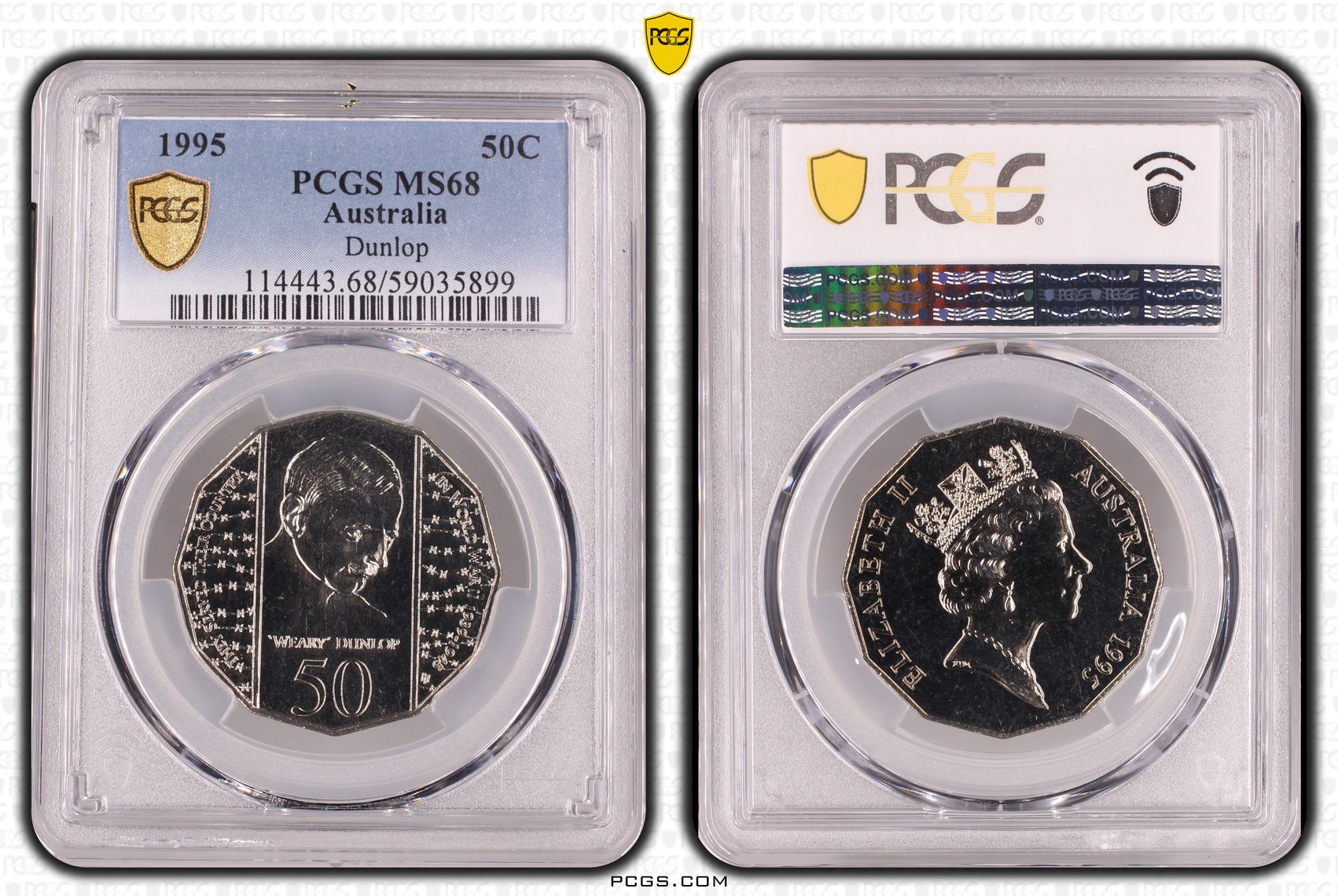Dunlop, Fifty Cent, 1995, PCGS MS68