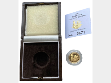 1997 ELIZABETH II GOLD PROOF BRITANNIA 1/10TH 10 POUND (HORSE DRAWN CHARIOT) COIN