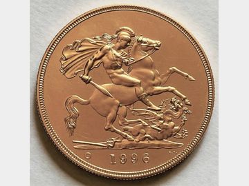 1996 ELIZABETH II 'BU' GOLD 5 POUND COIN