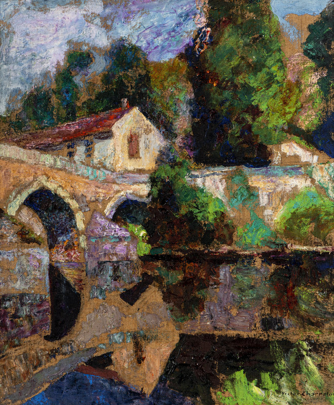 Victor Charreton
(French, 1864-1937)
La fabrique et le pont, à Bassine sur Gartempe