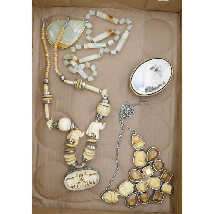 Box Bone Carved Necklace Etc.