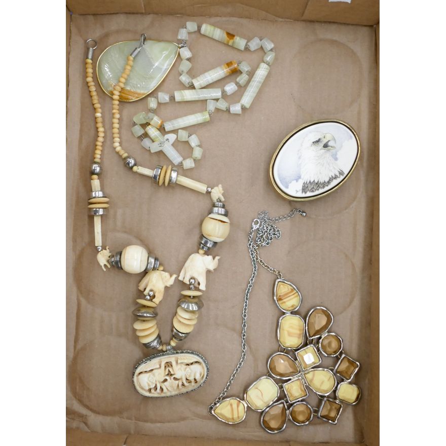 Box Bone Carved Necklace Etc.