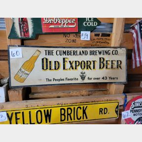 Antique Old Export Cumberland Brewing Co. Metal Beer Sign