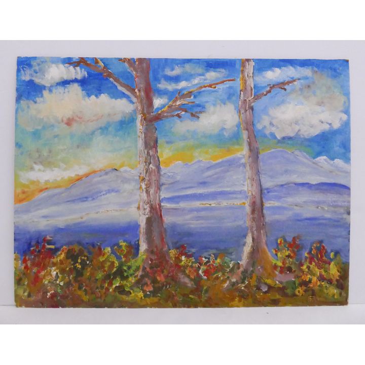 Large Oskar Kokoschka Attributed Modern Landscape Oil Paintings- 24x31.5'' unframed