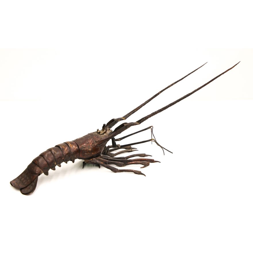 Japanese Copper Articulated Lobster Okimono