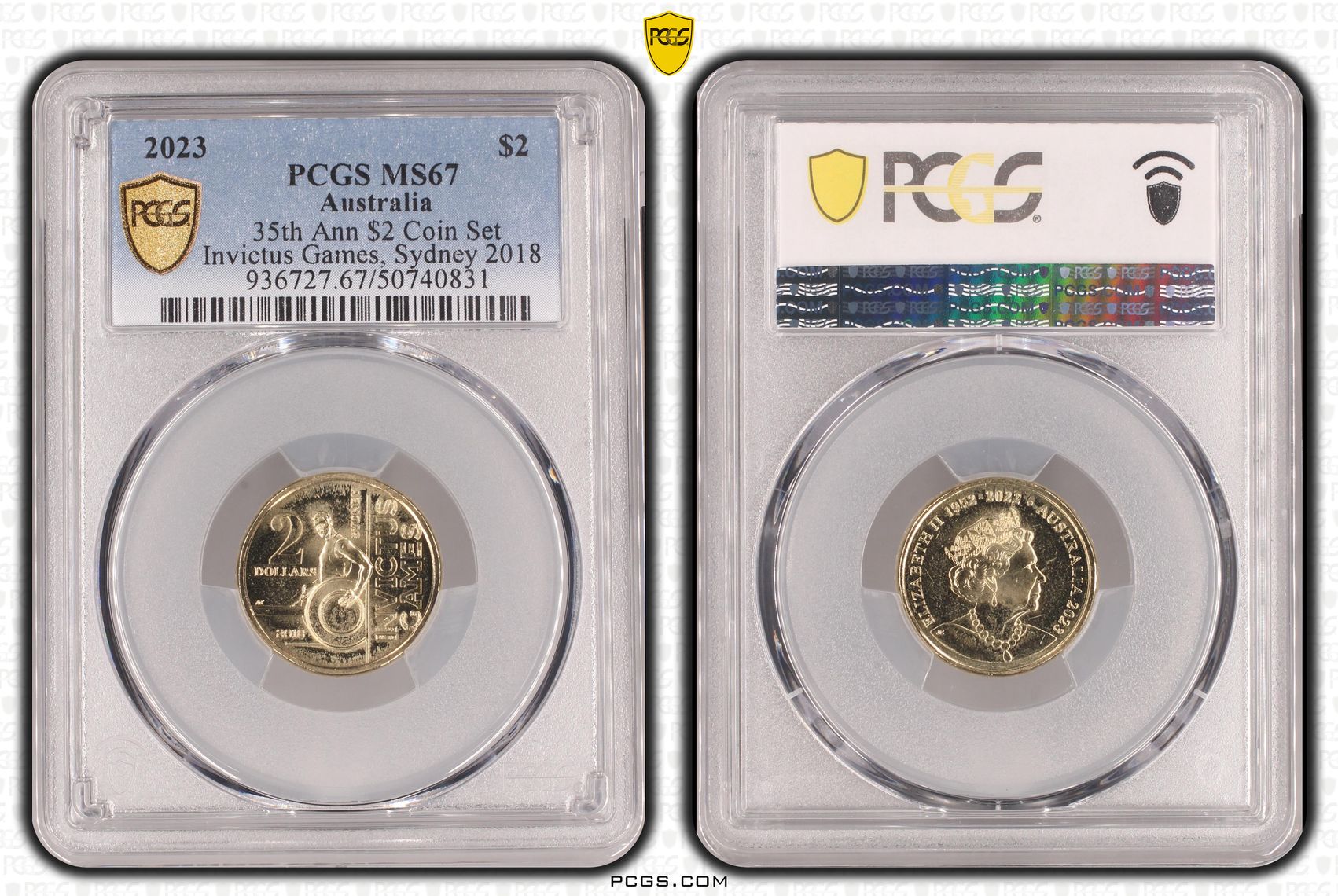 35th Ann $2 Coin SetInvictus Games, Sydney 2018 , Two Dollar, 2023, PCGS MS67
