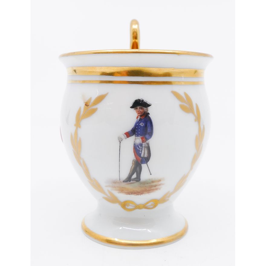 Fuerstenberg (Furstenberg) Handpainted Prussian Solidier Porcelain Teacup