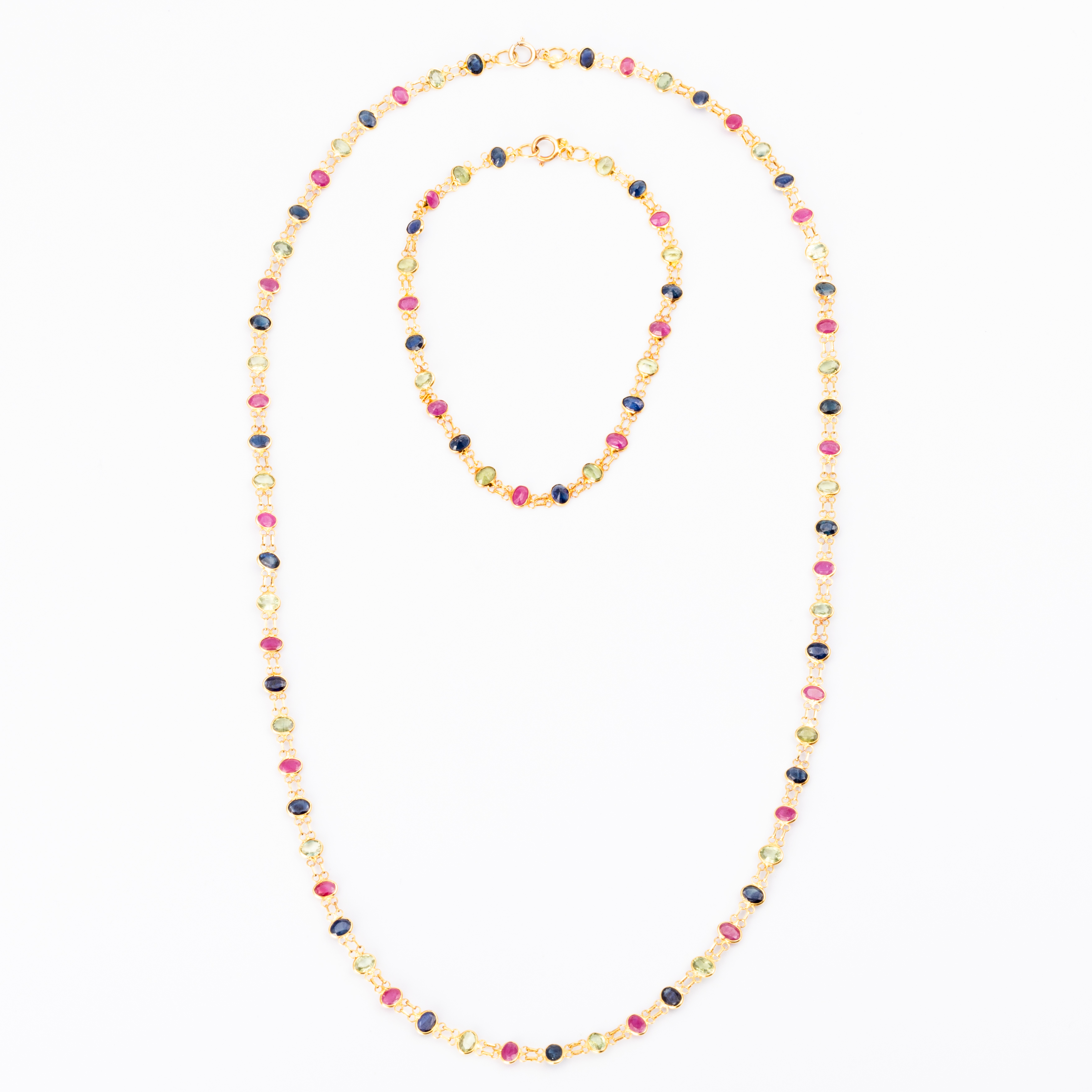 Treated Ruby & Sapphire Necklet & Bracelet Set 18ct