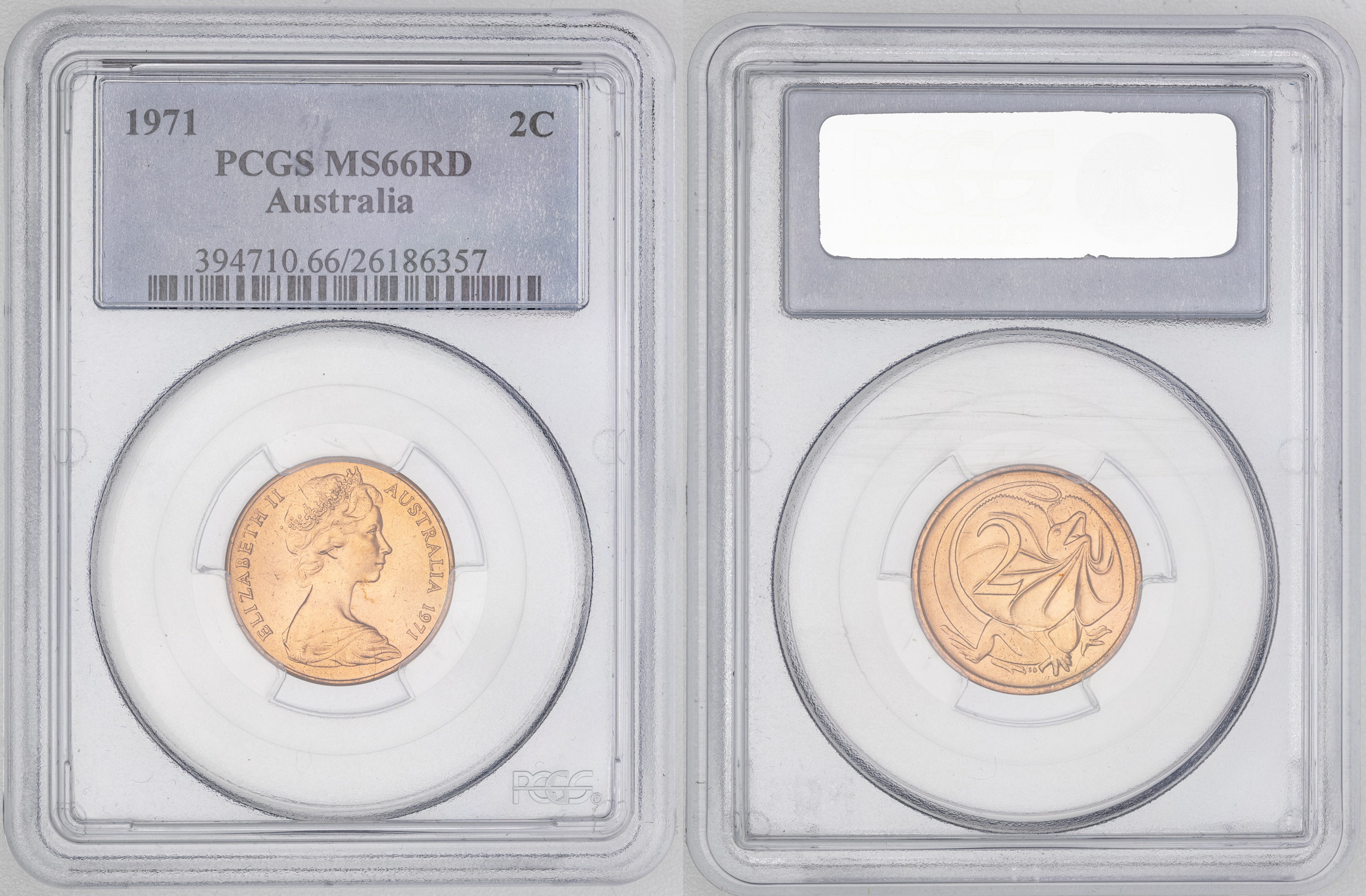 113 · Elizabeth II, Two Cent, 1971, PCGS MS66RD
