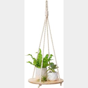 DAHEY HANGING PLANT SHELF ROUND WOOD ROPE HANGING FLOATING SHELF VINTAGE HOME DECOR DISPLAY PLANTER RACK FOR LIVING ROOM BEDROOM K