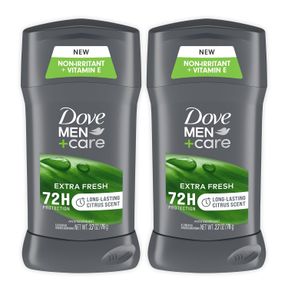 DOVE MEN+CARE EXTRA FRESH MEN'S ANTIPERSPIRANT DEODORANT STICK EXTRA FRESH TWIN PACK WITH 72-HOUR SWEAT & ODOR PROTECTION WITH 1/4