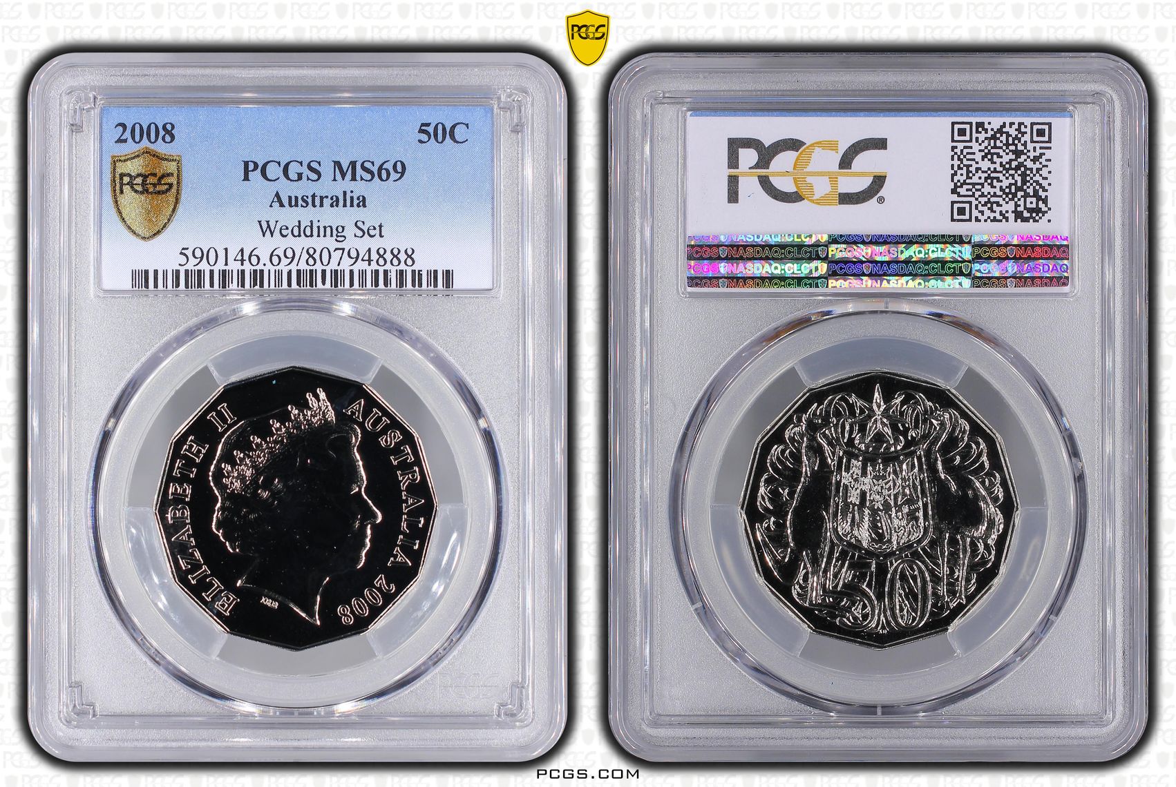 Elizabeth II, Fifty Cent, 2008, PCGS MS69