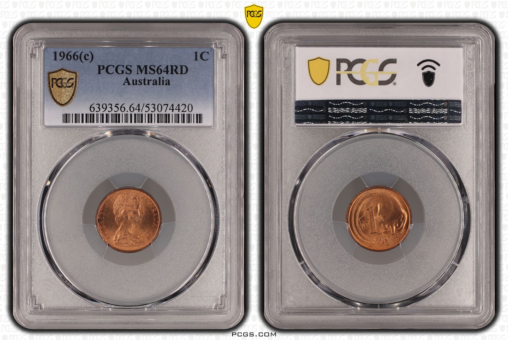 Elizabeth II, One Cent, 1966(c), PCGS MS64RD