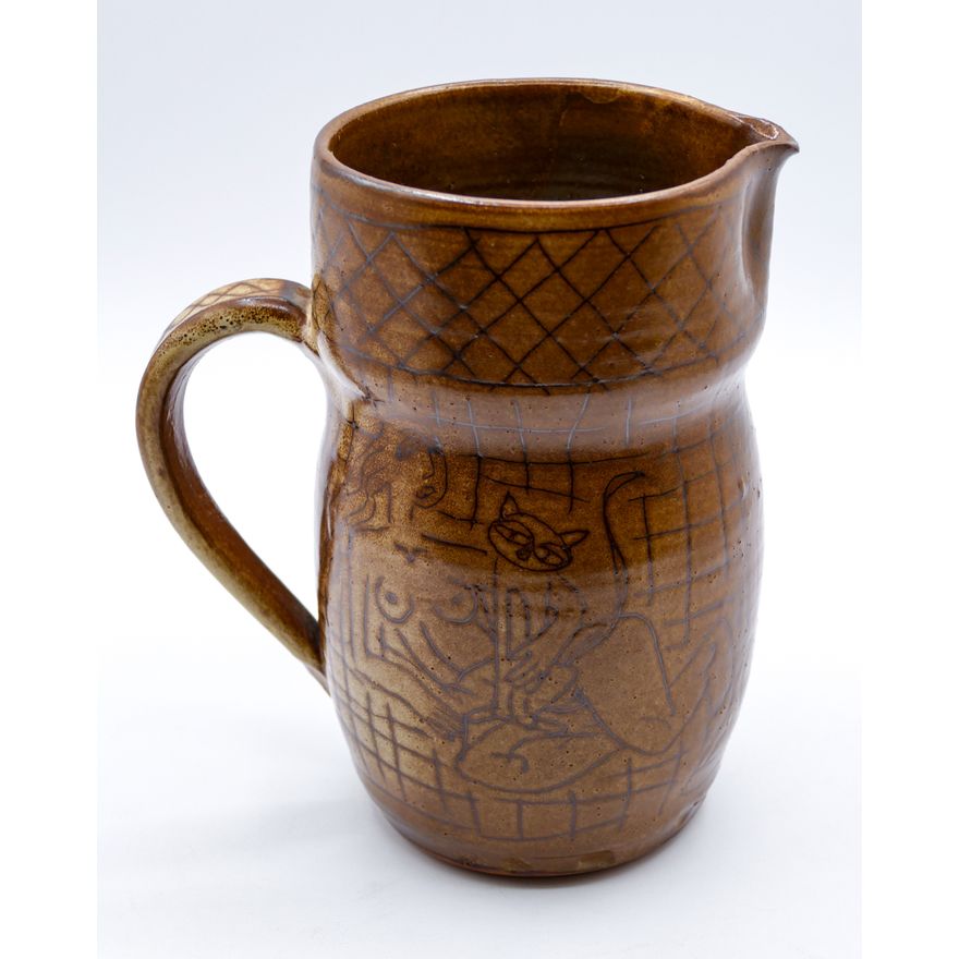 Bennett Welsh Early Pottery Pitcher w/ Nudes 7''