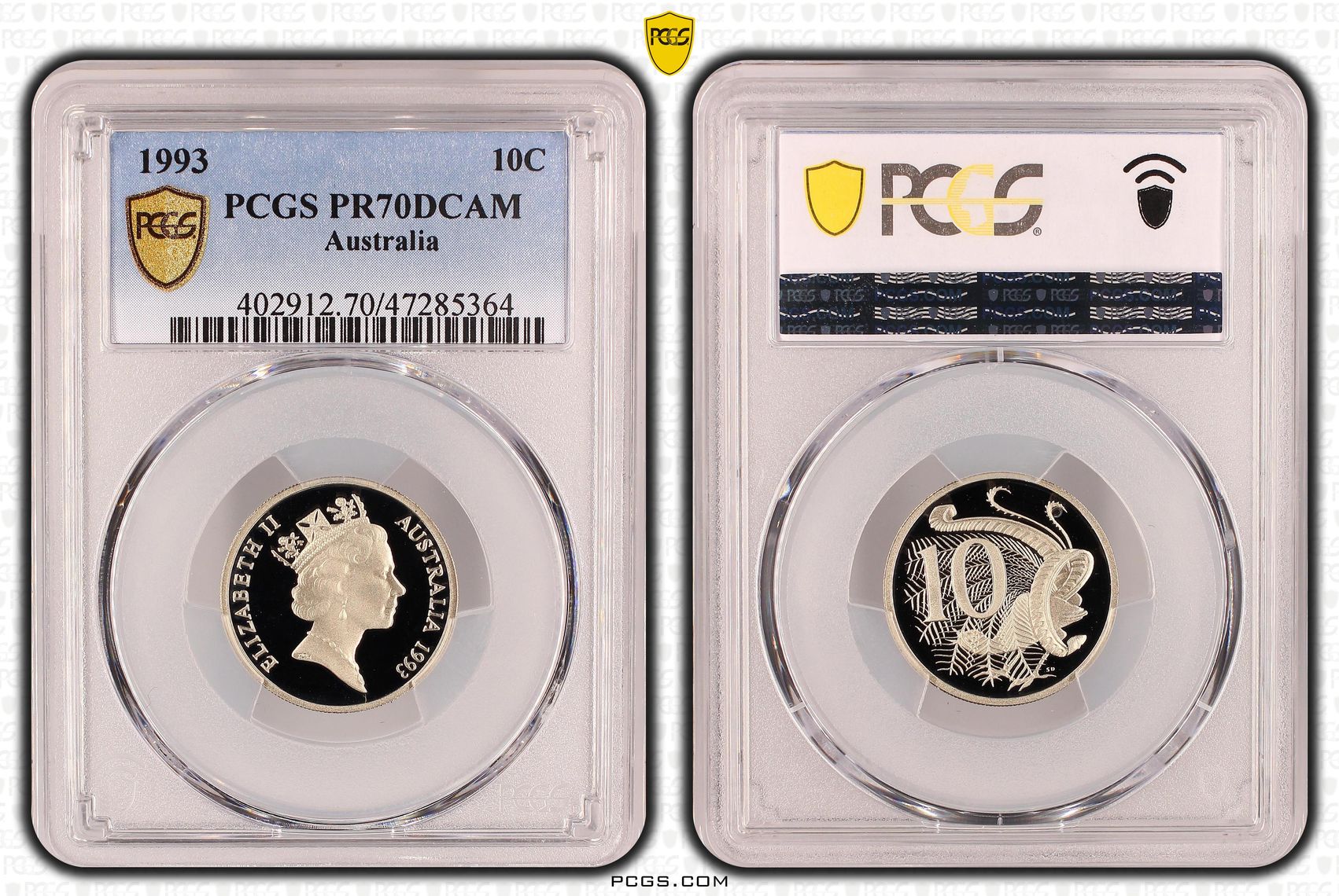 Elizabeth II, Ten Cent, 1993, PCGS PR70DCAM