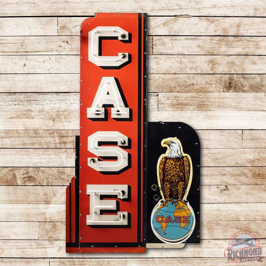 6' Case Vertical Double Sided Porcelain Neon Sign w/ Old Abe