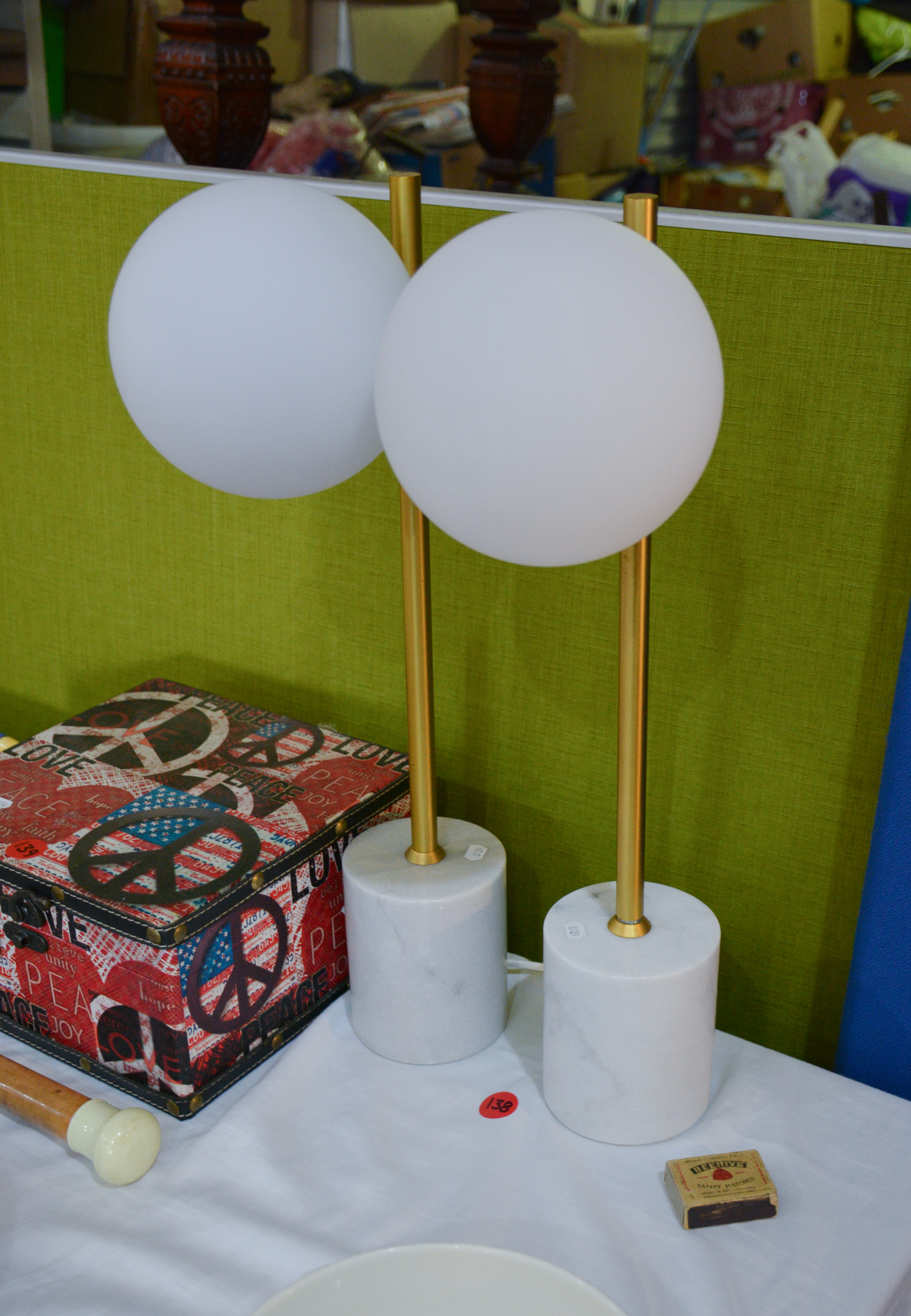 Modern Marble and Gold Metal Lamps x 2 — sold at auction in New Zealand for $25