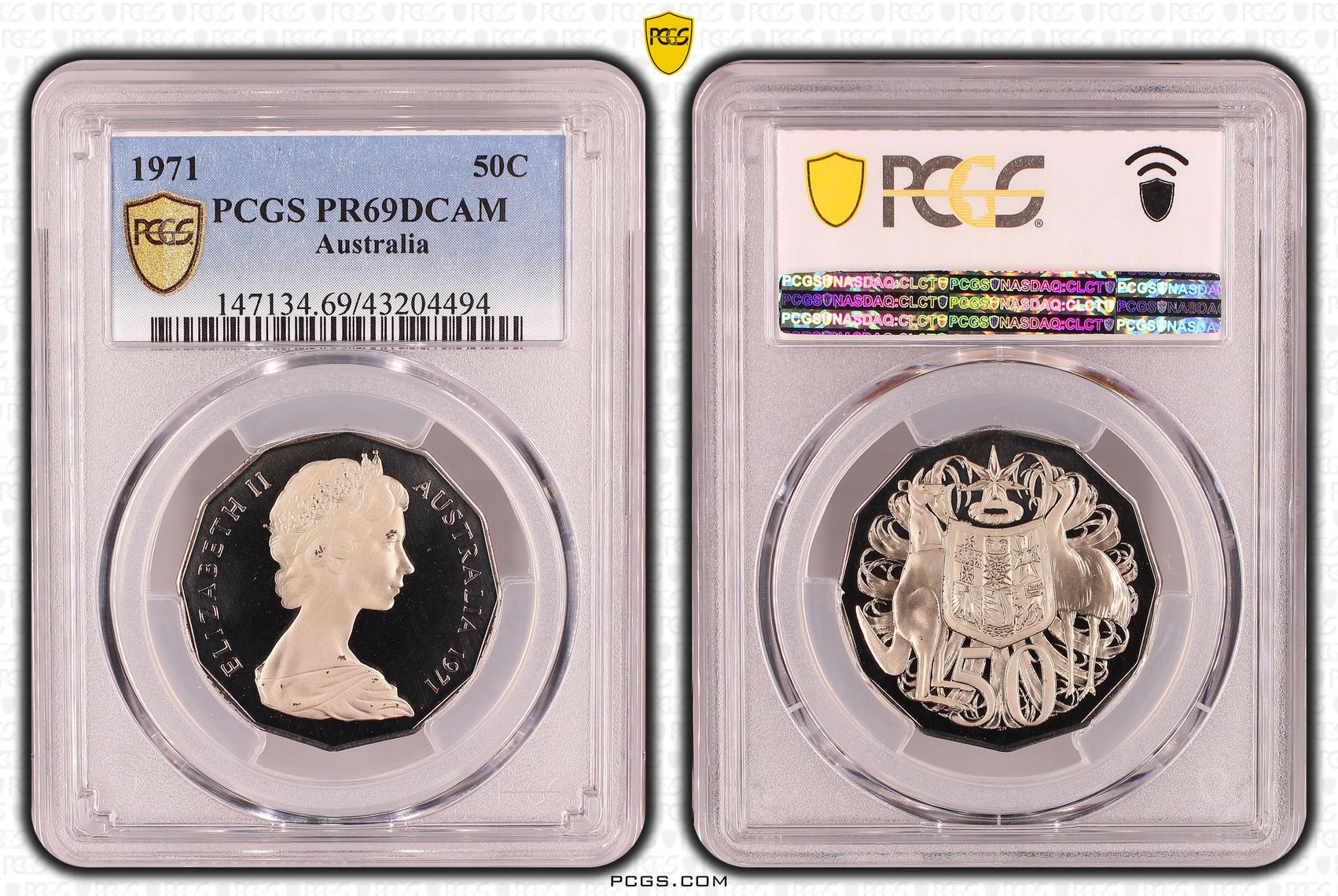 1971 Australia Fifty Cent, 50c PCGS - PR69DCAM POP 22/0 -494
