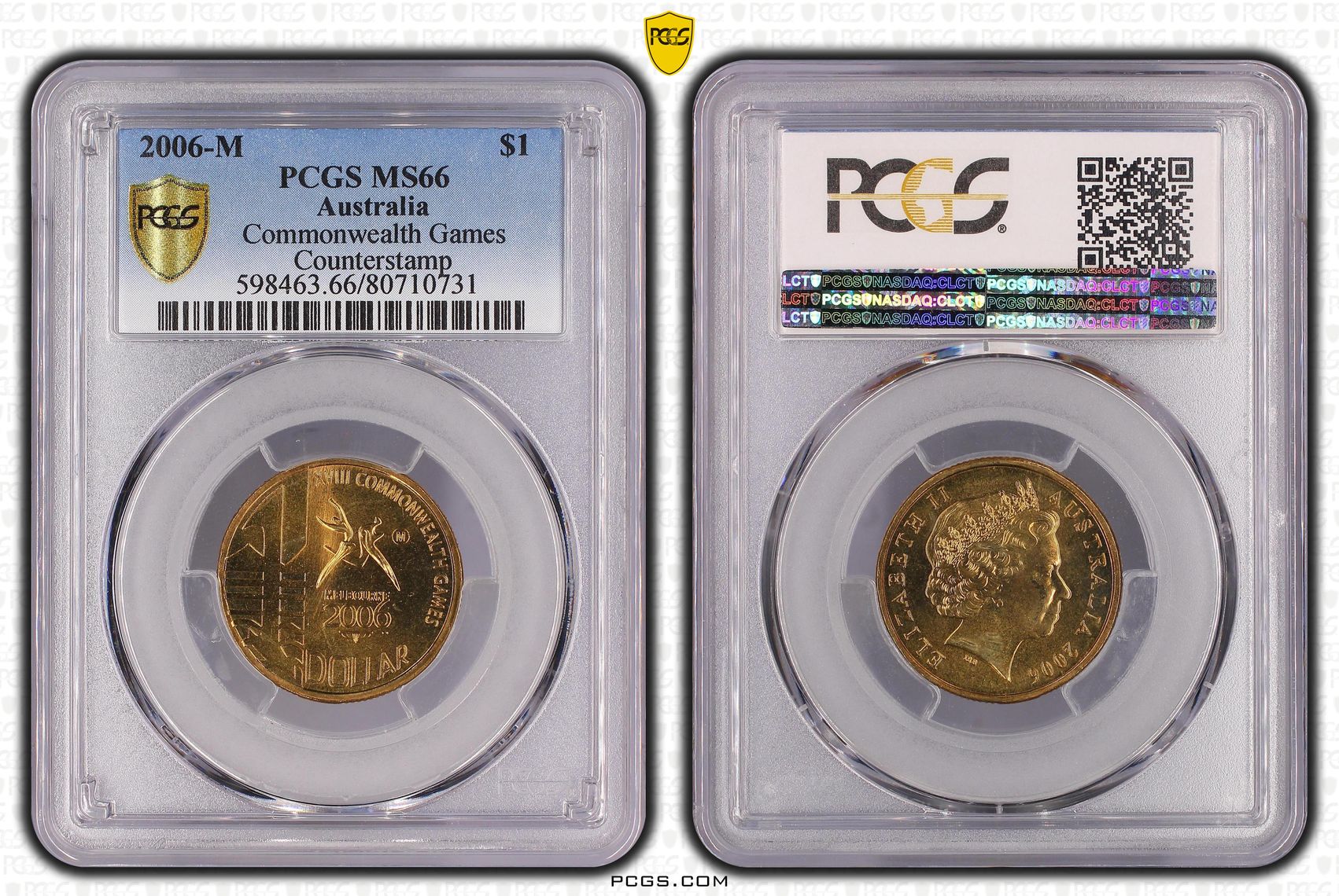 Elizabeth II, Commonwealth Games Counterstamp, One Dollar, 2006-M, PCGS MS66