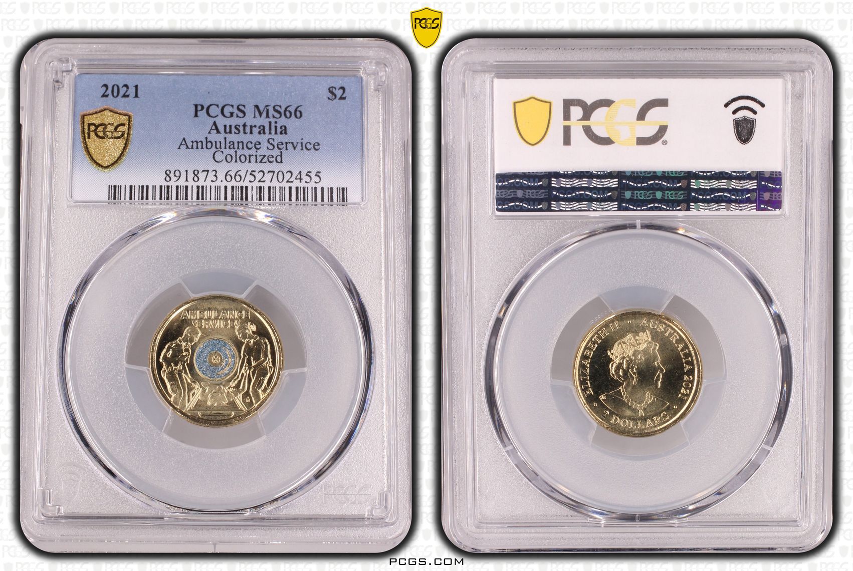 Ambulance Service Colorized, Two Dollar, 2021, PCGS MS66
