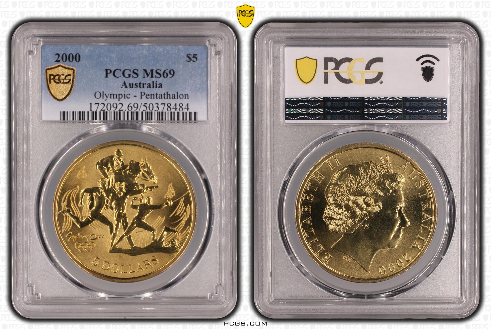 Pentathalon POP 6/0, Five Dollar, 2000, PCGS MS69