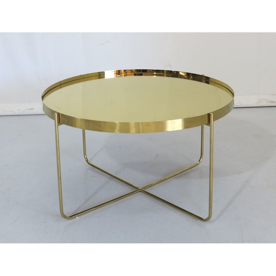 HEAVY MIRRORED GLASS TOP COFFEE TABLE