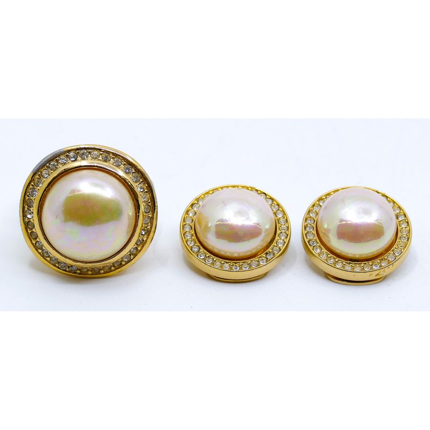 Christian Dior Costume Ring & Earring Set with Felt