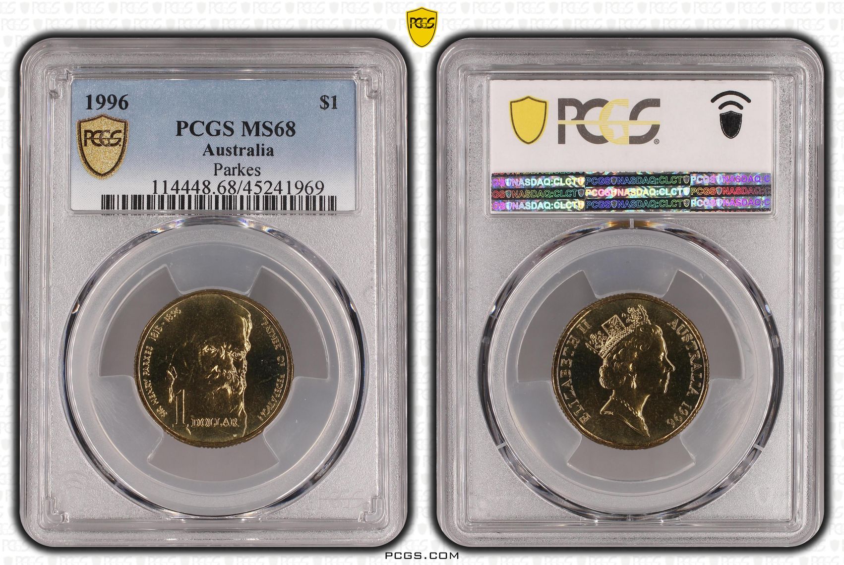 Parkes , One Dollar, 1996, PCGS MS68