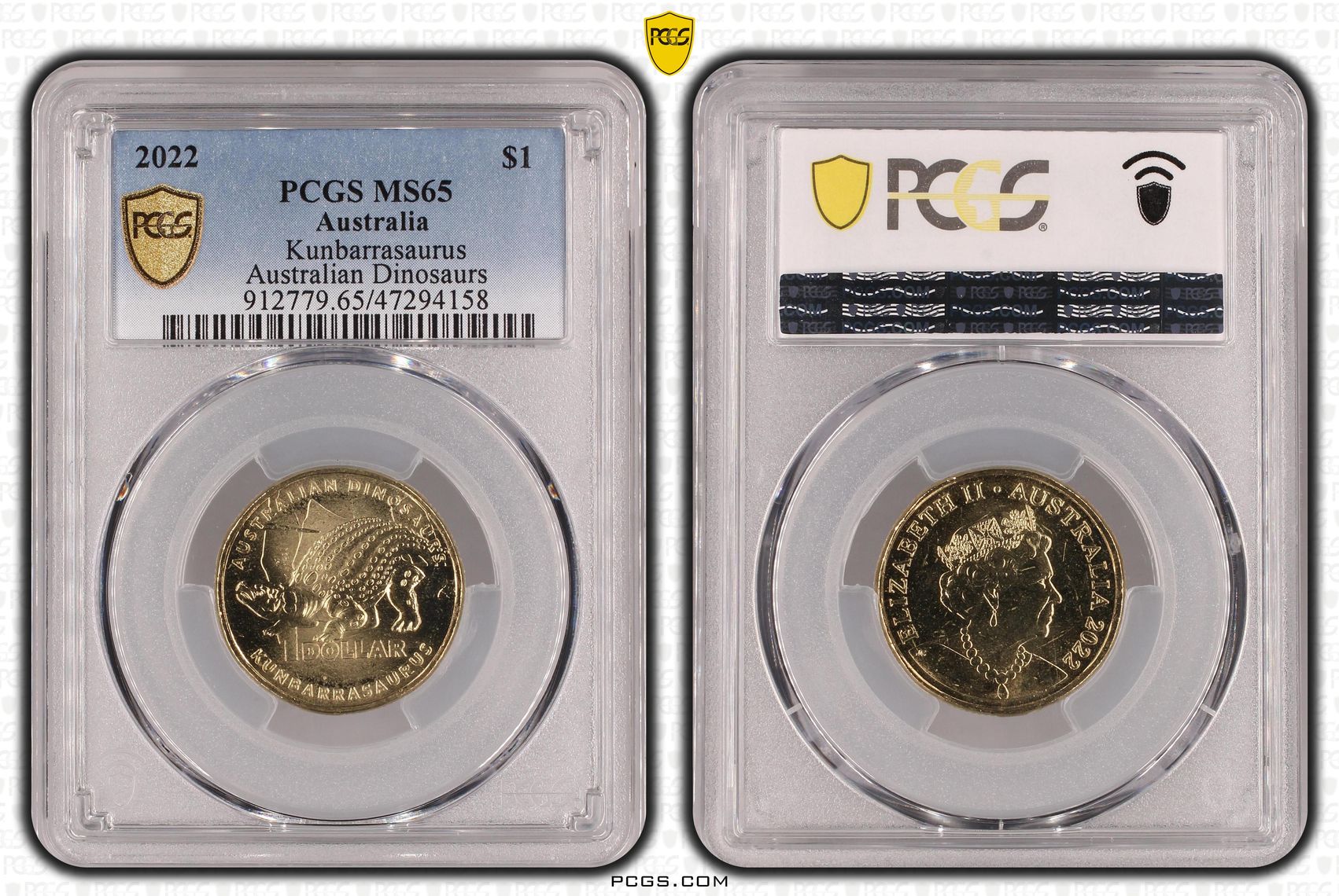 Kunbarrasaurus, One Dollar, 2022, PCGS MS 65