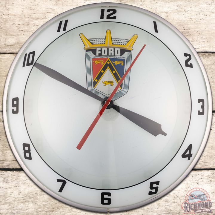 Ford Automobiles w/ Crest Logo 15" Double Bubble Advertising Clock