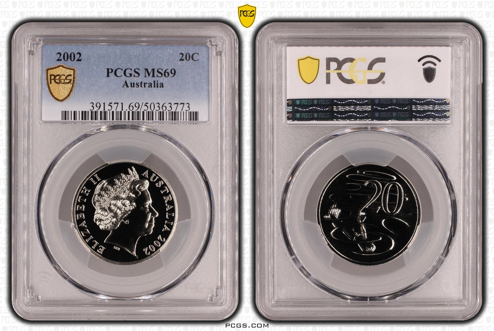 Twenty Cent, 2002, PCGS MS69