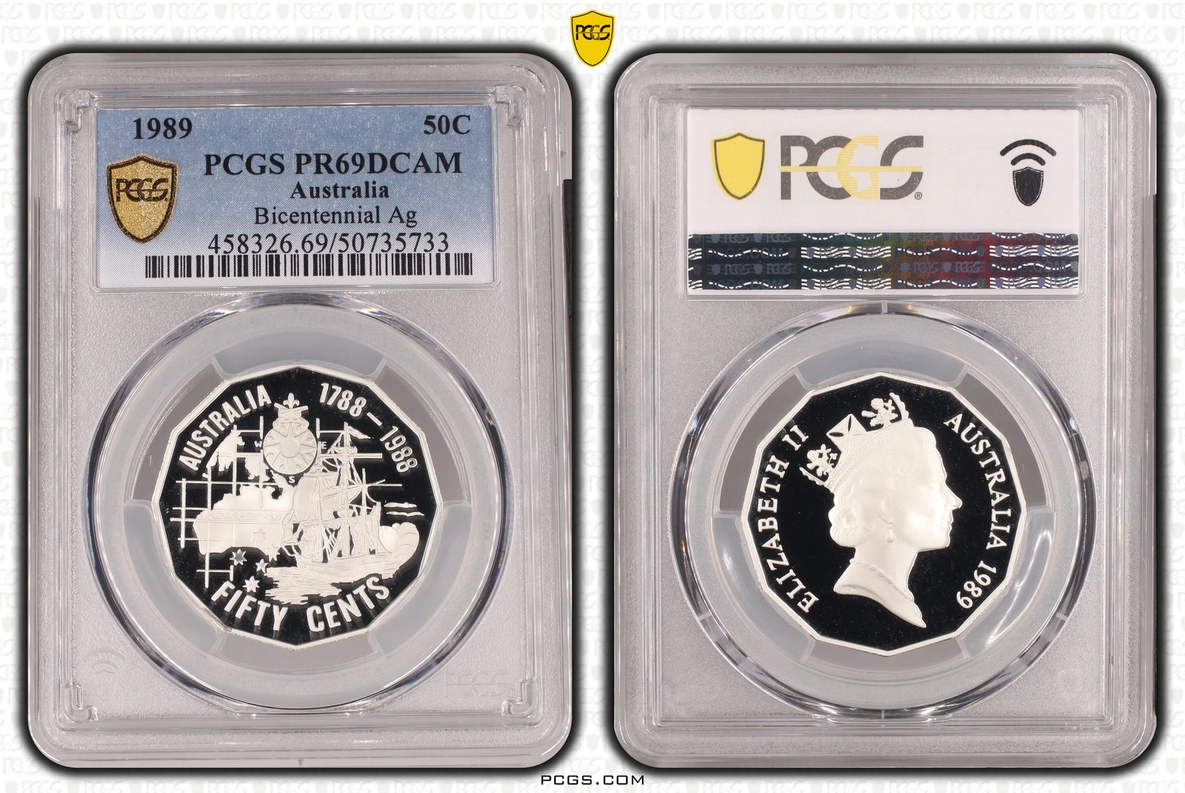 Bicentennial Ag , Fifty Cent, 1989, PCGS PR69DCAM