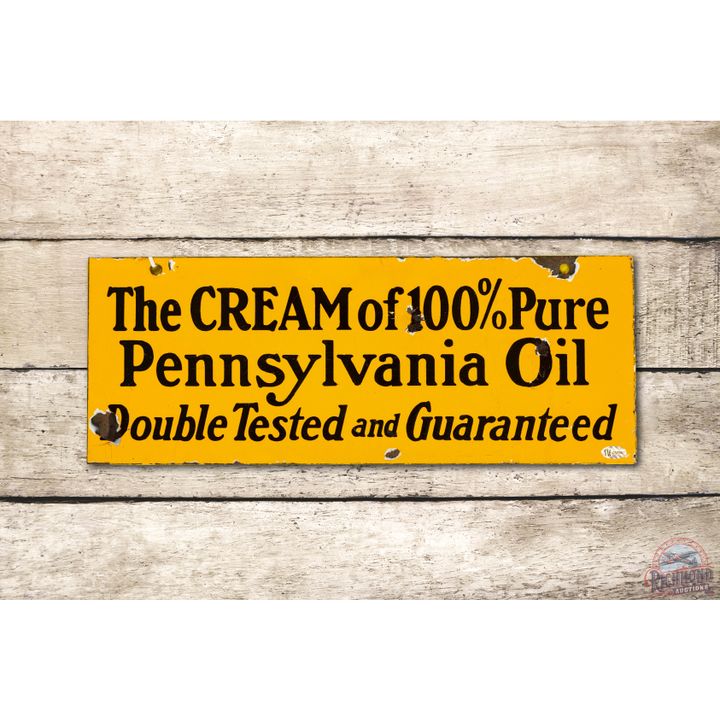 Oilzum The Cream of 100% Pure Pennsylvania Oil Porcelain Sign TAC 7.5 & 7
