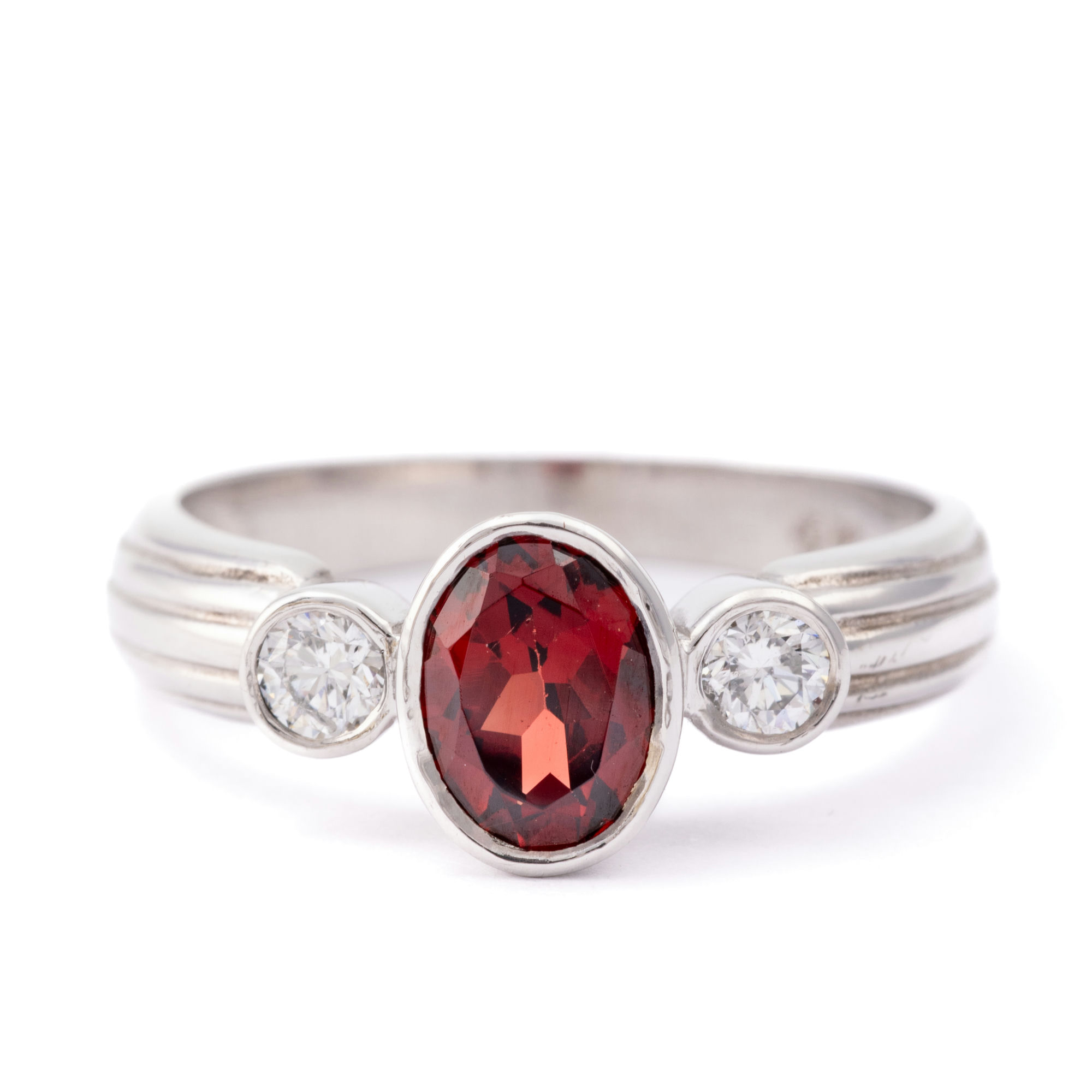 Garnet & Diamond Ring 9ct Gold,