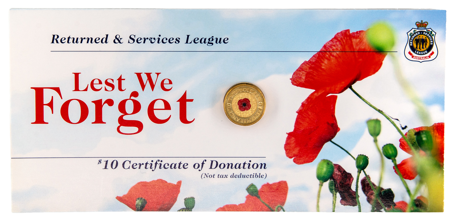 Elizabeth II, Remembrance RSL, Two Dollars, 2012, UNC