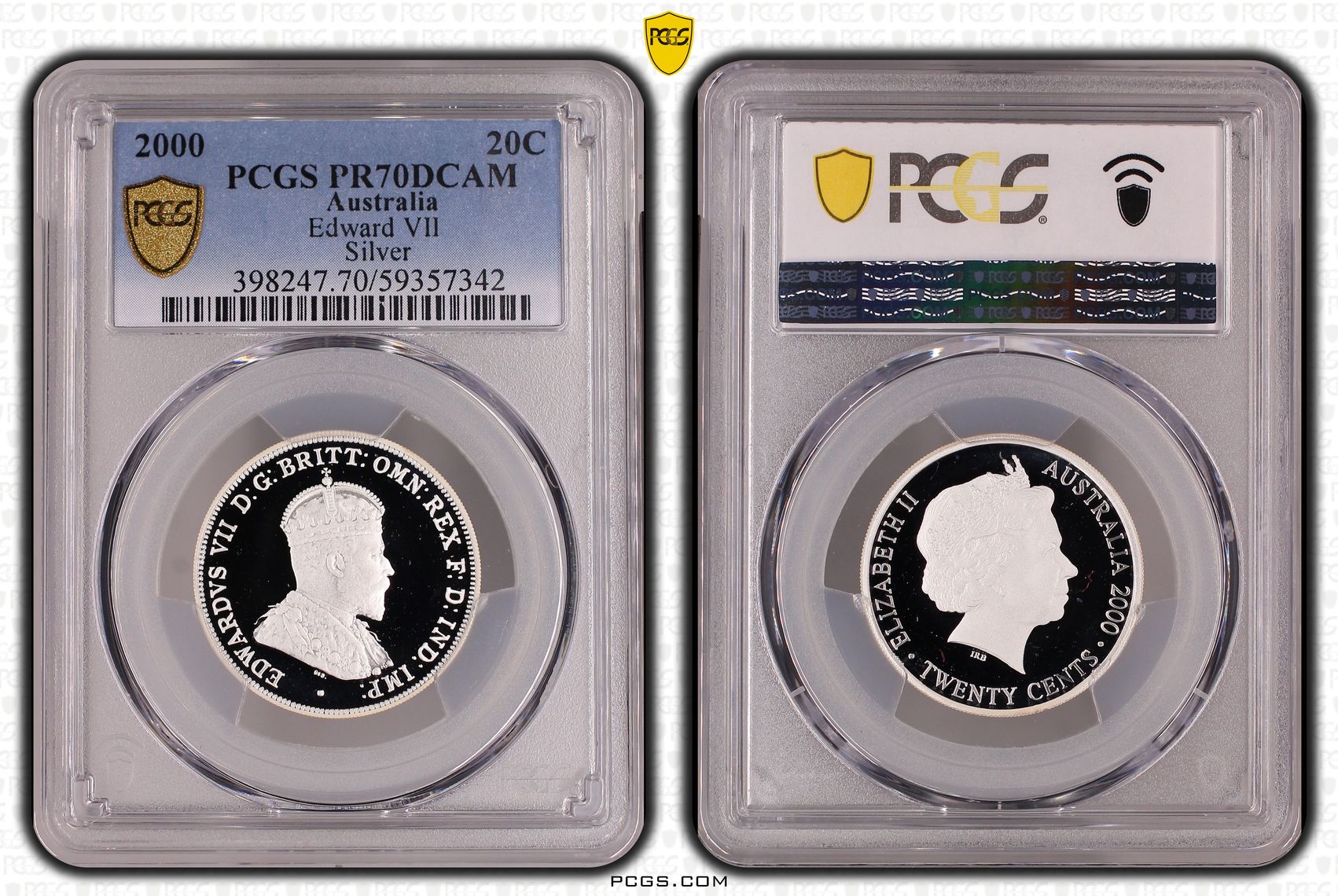 Elizabeth II, Edward VII Silver, Twenty Cent, 2000, PCGS PR70DCAM