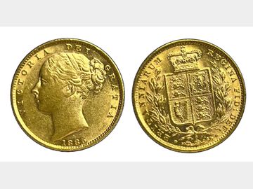 1885 VICTORIA YOUNG HEAD SYDNEY MINT SHIELD GOLD SOVEREIGN