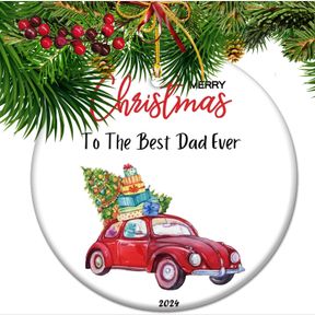 CHRISTMAS ORNAMENT FOR DAD - BEST DAD EVER GIFT, PRESENT FOR VISITING PARENTS DURING THE HOLIDAYS