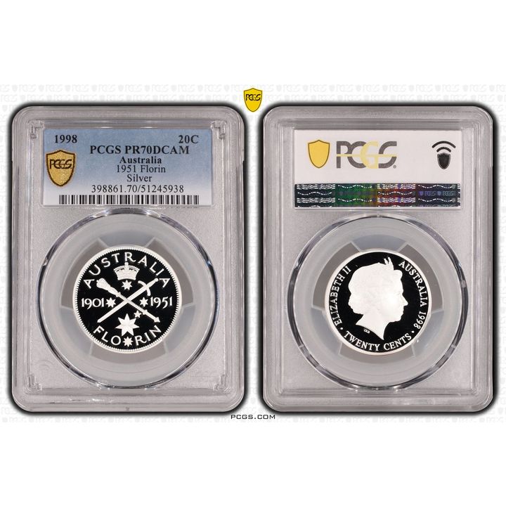 1951 Florin Silver, Twenty Cent, 1998, PCGS PR70DCAM